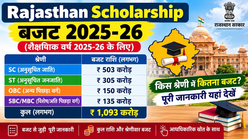 Rajasthan Scholarship Budget 2025–26: SC, ST, OBC और SBC/MBC के लिए कितना बजट?